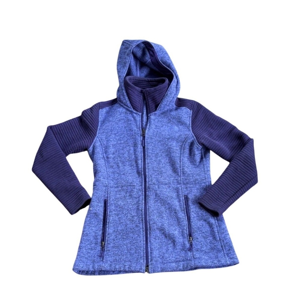 The North Face Womens Purple Hybrid Fleece Full Zip Hoodie Jacket Size Medium